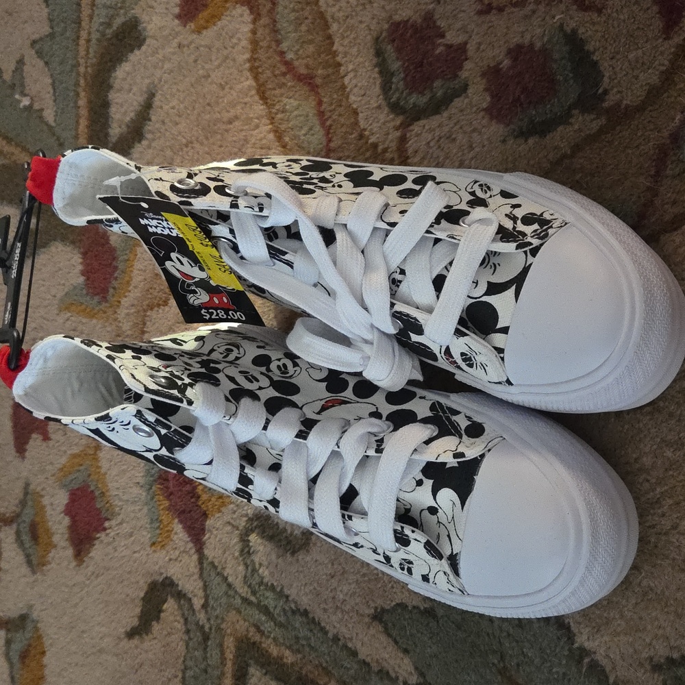 Disney Womens Mickey Mouse High-Top Sneakers - Black and White